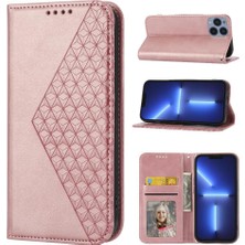 Gx Shop IPhone 13 Için Flip Case Cüzdan Günlük Kullanım Standı Eşkenar Dörtgen Şekli El Kayışı (Yurt Dışından)