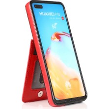 Gx Shop Huawei P40 Manyetik Toka Kickstand Vaka Cüzdan Kartı ile Uyumlu (Yurt Dışından)