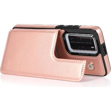 Gx Shop Huawei P40 Kart Yuvaları Için Cüzdan Durumda Çift Manyetik Toka Kickstand Pu (Yurt Dışından)