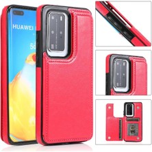 Gx Shop Huawei P40 Kart Yuvaları Için Cüzdan Durumda Çift Manyetik Toka Kickstand Pu (Yurt Dışından)