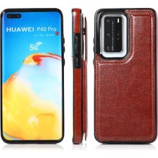 Gx Shop Huawei P40 Kart Yuvaları Için Cüzdan Durumda Çift Manyetik Toka Kickstand Pu (Yurt Dışından)