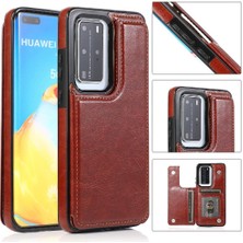 Gx Shop Huawei P40 Kart Yuvaları Için Cüzdan Durumda Çift Manyetik Toka Kickstand Pu (Yurt Dışından)