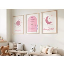 Çerçeveli Kız Çocuk Odası Dualı Tablo Seti - Bebek Odası Tablosu - Modern Tablo Seti