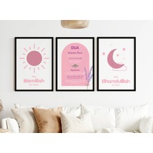 Çerçeveli Kız Çocuk Odası Dualı Tablo Seti - Bebek Odası Tablosu - Modern Tablo Seti