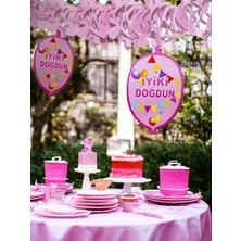 Parti Adresi Kağıt Zincir Iyi ki Doğdun Doğum Günü Parti Süsü Pembe 24'lü