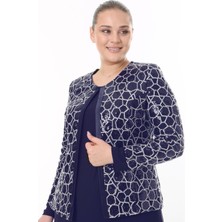 Ladies First Büyük Beden 3910 Lacivert Ceket+Bluz Takım