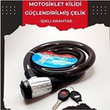 Zennur Motosiklet Kilidi Çelik Güçlendirilmiş Halat Zincir Kilit 25X200 (Işıklı Kilit) 2 Metre