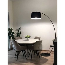 Riolight  Vıntage, Modern Siyah Metal Gövde 1xe27 Siyah Kumaş Hareketli Başlık Lambader,Köşe Lambası