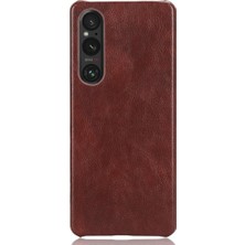 SZY Mall Sony Xperia 1 V Lychee Desen Uyumluluk Koruyucu Için Retro Kılıf (Yurt Dışından)