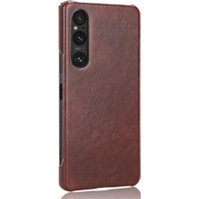 SZY Mall Sony Xperia 1 V Lychee Desen Uyumluluk Koruyucu Için Retro Kılıf (Yurt Dışından)