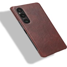 SZY Mall Sony Xperia 1 V Lychee Desen Uyumluluk Koruyucu Için Retro Kılıf (Yurt Dışından)