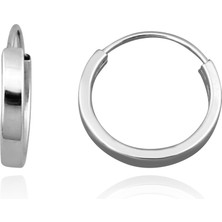 Altın Kesesi 14 Ayar Altın Düz Çift Halka Küpe Gizli Kilitli 1.3 Cm