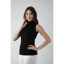 Yenice İç Giyim Boğazlı Kadın Siyah Balıkçı Yaka Sıfır Kol Badi