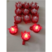 Mimes 12'li Paket Kırmızı LED Li Kına El Mumu Özel Gün Kutlamaları İçin