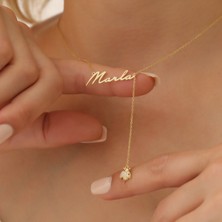 Nox Jewelry 14 Ayar Mikron Altın Kaplama İsimli Sallantılı Uğur Böceği Figürlü Gümüş Kolye – Kişiye Özel Kadın Kolye CNS00525