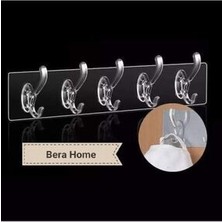 Değerli Kuyumculuk Bera Home 5li Kendinden Yapışkanlı Şeffaf Askılık Plastik Malzeme ile Güçlü Duvar Kullanımı