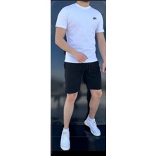 CombinX Sportswear Siyah Beyaz Şort Takımı