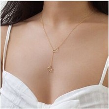 Nida Jewelry 925 Ayar Gümüş Minimal Ay Yıldız Kolye