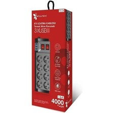 Acl Blic Fulltech 8'li Termal Akım Korumalı Priz 3 USB Li - Çocuk Korumalı