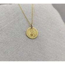 Nida Jewelry 925 Ayar Gümüş Ay ve Güneş Kolye