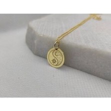Nida Jewelry 925 Ayar Gümüş Ay ve Güneş Kolye