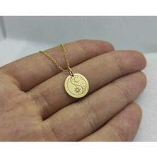 Nida Jewelry 925 Ayar Gümüş Ay ve Güneş Kolye