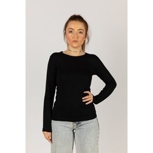 DHN Kadın Bisiklet Yaka Uzun Kollu Likralı Penye Body