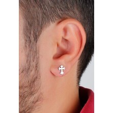 Agai Silver Haç Model Gümüş Erkek Küpe