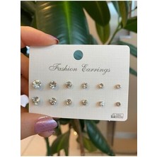 Smr Bijuteri Kadın Beyaz 12'li Taşlı Küpe