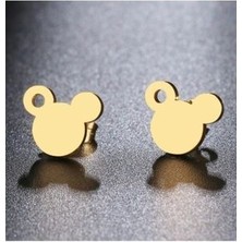 Agai Silver Mickey Mouse Model Altın Kaplama Gümüş Küpe