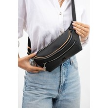 Polo Of Colors Impolo Miya Siyahtaba Gofraj Baskı Kadın Omuz ve Bel Çantası 32X22 Ebatında