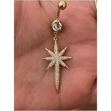 Lunays Paslanmaz Çelik Romantik Yıldız Kadın Göbek Piercing Zirkon Taşlı