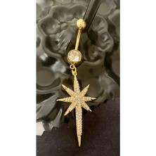 Lunays Paslanmaz Çelik Romantik Yıldız Kadın Göbek Piercing Zirkon Taşlı