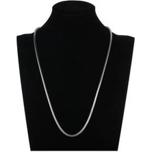 ESJ Paslanmaz Çelik Italyan Zincir Yılan Sırtı Boru Unisex Kolye 2 mm 55 cm