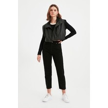 ByCukurovaFrango Clara Boyfriend Siyah Solmaz Jean Kadın Boyfriend Yüksek Bel Likralı Kot Pantolon 2024