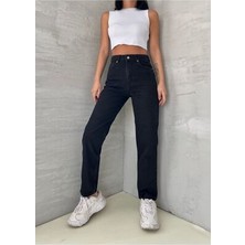 ByCukurovaFrango Harvey Kadın Siyah Yüksek Bel Mom Likralı Jeans 2024