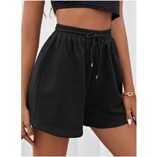 Yustex Yx Sport Kadın Siyah Şort Rahat Giyim Mevsimlik Şort