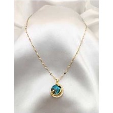 Stainles Steel Çelik Gold Gezegen Kolye