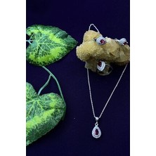 Agai Silver Damla Model Yakut ve Zirkon Taşlı Gümüş Üçlü Set