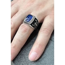 Agai Silver Akrep Işlemeli Safir Taşlı 925 Ayar Gümüş Erkek Yüzük