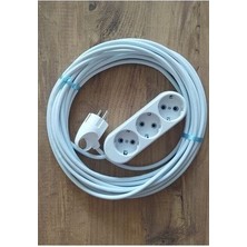 Ogs 3x1.5 Ttr 10 Metre Çok Telli Beyaz Renk Izolasyonlu Topraklı Üçlü Grup Priz Seyyar Uzatma Kablosu
