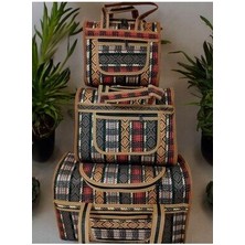 Çanta Dünyası 46 Otantik Valiz & Bavul Seti, Büyük Çanta, Etnik Desen, Yöresel Çanta, Dokuma Valiz