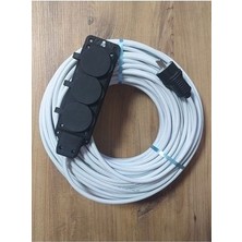 Ogs 3x2.5 Ttr 40 Metre Çok Telli Beyaz Renk Izolasyonlu Topraklı Üçlü Grup Priz Seyyar Uzatma Kablosu