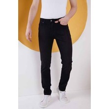 Wanted Erkek Siyah Düz Regular Fit Likralı Düz Paça Kot Pantolon