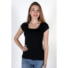 Urban Bold Kadın Siyah Kısa Kollu Kare Yaka Body