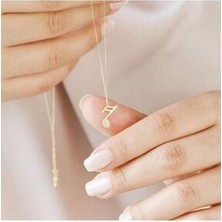 Agai Silver Nota Anahtarı Model Altın Kaplama Gümüş Minimal Kolye