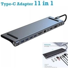 Junglee Type C Adaptör 11 In 1 USB Hub HDMI Lan VGA Sd Tf Kart USB Type C Macbook Çevirici