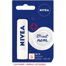 Nivea Med Repair Dudak Bakım Stick 4,8 G 24 Saat Nem Sağlayan Doğal Yağlar İçeren
