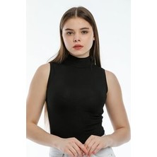 Urban Bold Kadın Siyah Kolsuz Boğazlı Body
