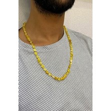 Agai Silver Çakıl Kesim Model Kaya Damla Kehribar Kolye